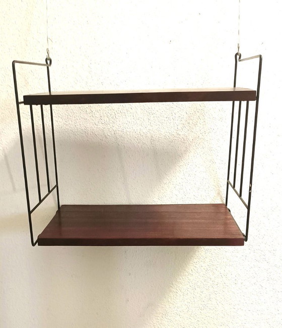 Image 1 of Perchero de pared de los años 50 con estantes de caoba maciza