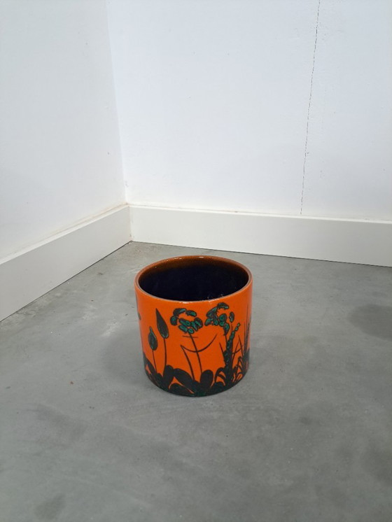 Image 1 of Pot de fleurs en céramique orange, Allemagne de l'Ouest, n° 1