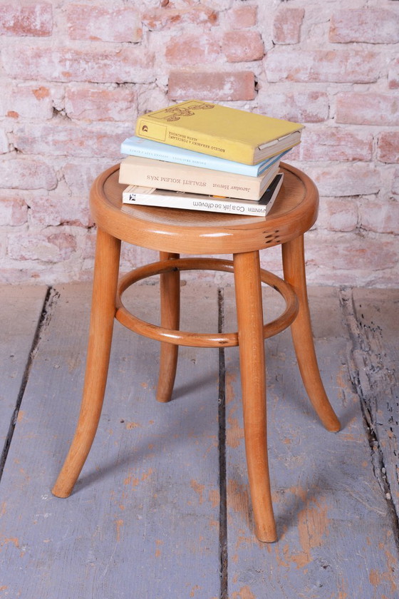 Restored Mid-Century Stool, Sold Beech, Plywood, Repolished, Czech, 1950s, Brown (photo 7 of 7)