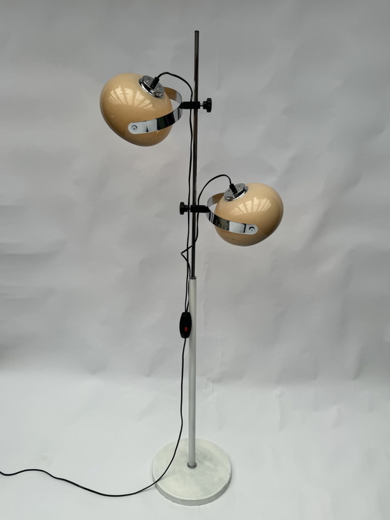 Image 1 of Lampadaire vintage Dijkstra à double champignon – Style futuriste et moderne du milieu du XXe siècle, réglable