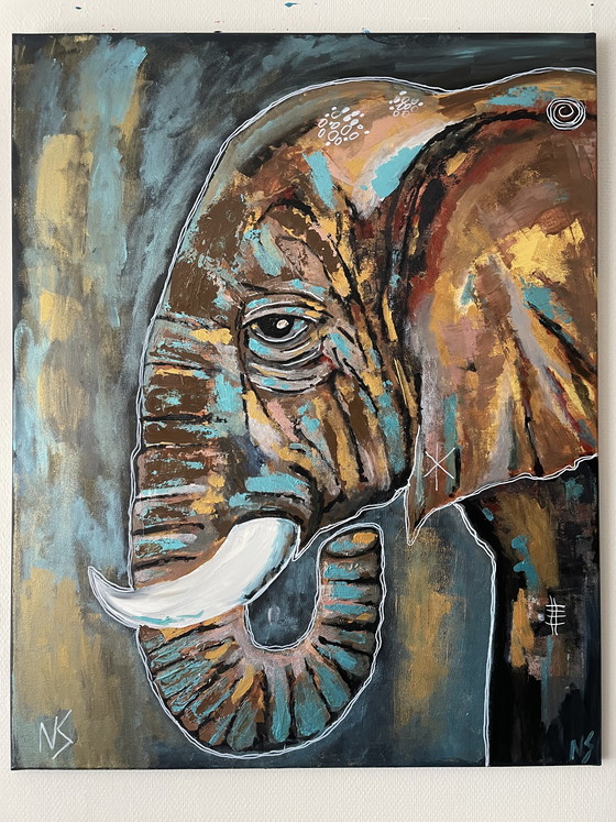 Image 1 of Elephant painting 80 by 100 cm