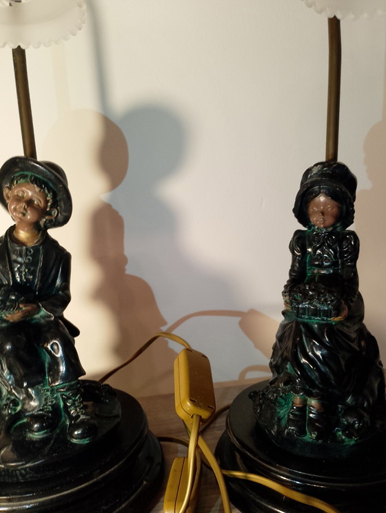 Image 1 of Coppia di lampade in porcellana effetto bronzo, Punto & Sons, Portogallo