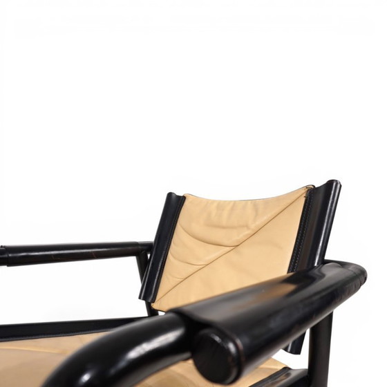 Image 1 of WK Möbel leren fauteuil met voetenbank – toegeschreven aan Hans Eichenberger, 1970