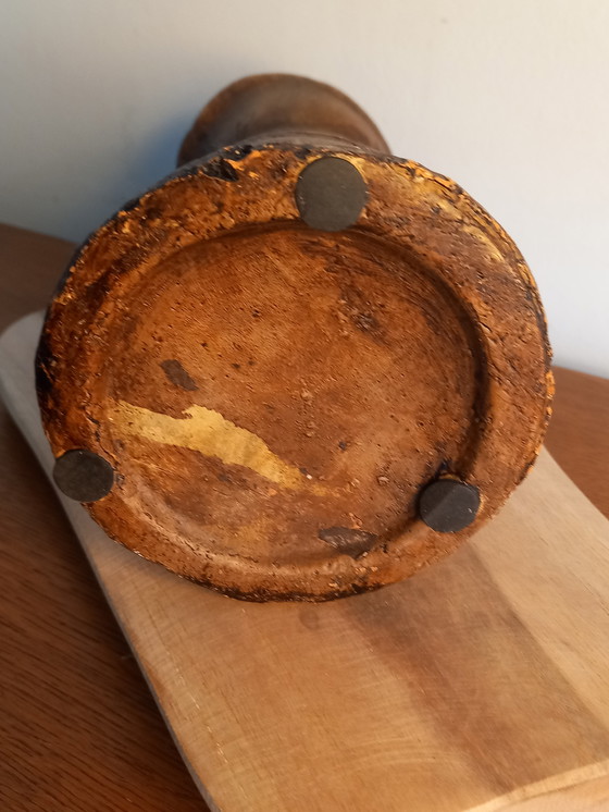 Image 1 of Rare Brutalist Stoneware Pitcher Vase - 1960s/70s Design - Original Condition