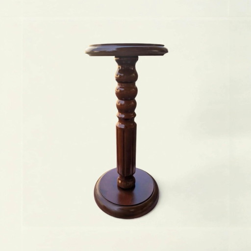 Rarity! Hand-turned Solid Wood Plant Stand – Mid-Century, 1960s, Unused, Vintage Decor from Germany