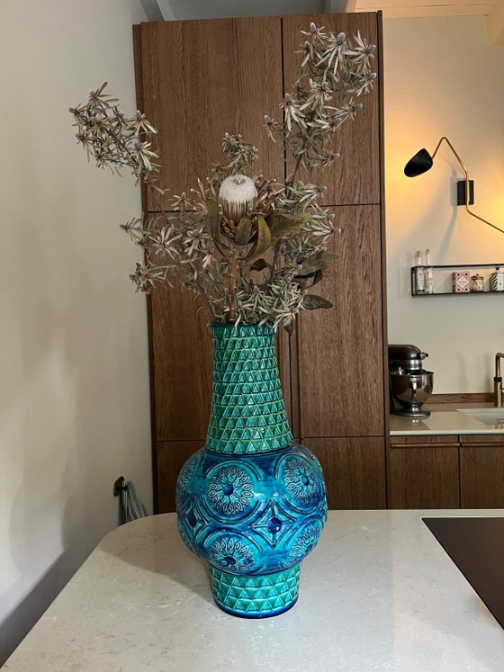 Image 1 of Vintage Bay Vase W.-Germany model 62 50 blue green