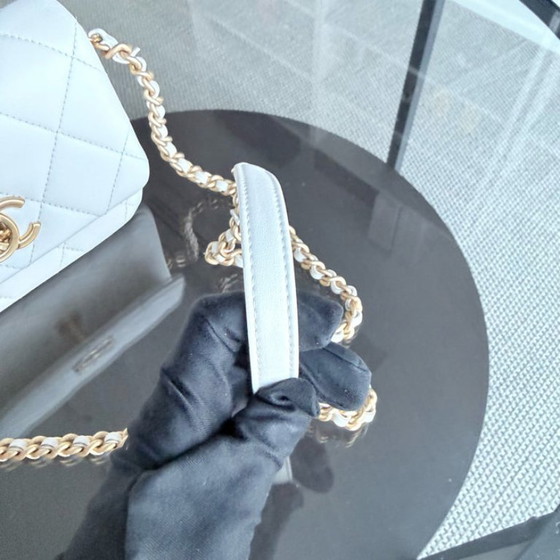 Image 1 of Chanel Classic Flap Mini Square - 17CM Quilted Lambskin White Gold Hardware Microchip