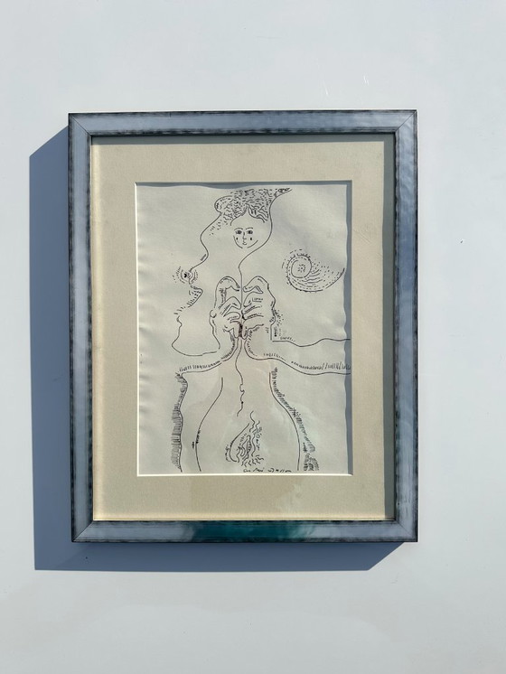 Image 1 of Vintage framed lithograph "Le Fil d'Ariane" by André Masson, France 1970