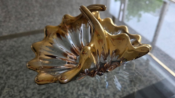 Image 1 of Mid-Century glazen 'splash' schaaltje met 18k bladgoud – Bayel (Jaren 50)