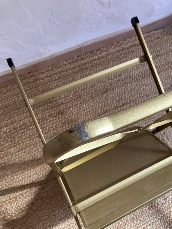Image 1 of Silla de ópera plegable de metal dorado, década de 1960-1970
