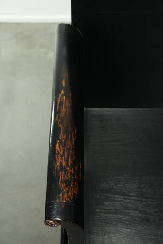 Charakteristischer und eleganter schwarzer Holzstuhl/Beistellstuhl aus dem 20. Jahrhundert im asiatischen (photo 7 of 14)