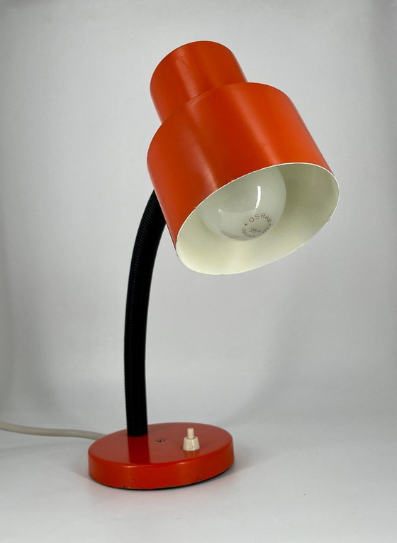 Image 1 of Lampe de bureau vintage orange avec col de cygne flexible, années 1970