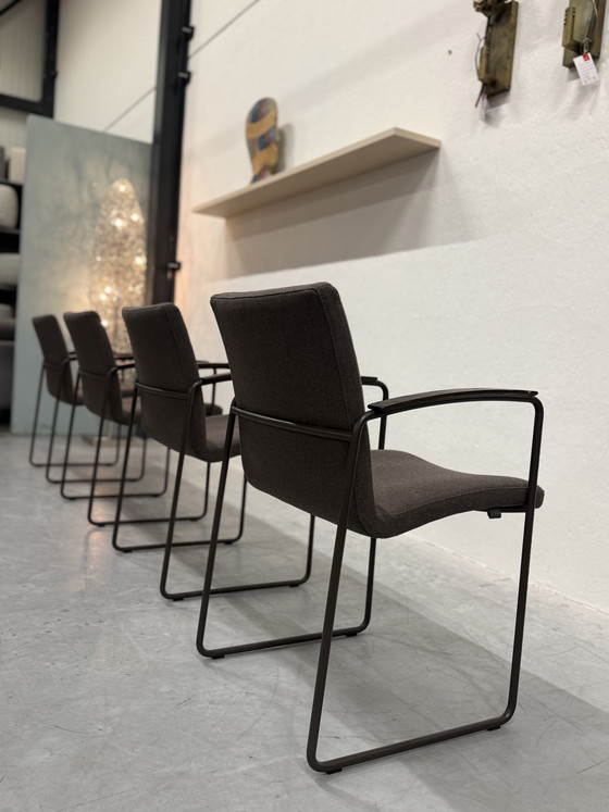 Image 1 of 4 chaises de salle à manger Leolux Talos, couleur feutre marron