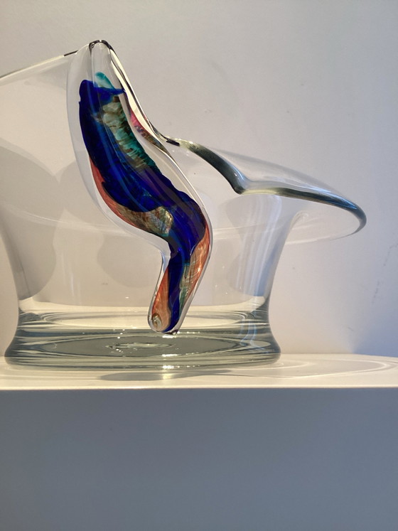 Beautiful “wing-shaped” Bowl designed by Frantisek Zemek in 1956., Mstisov, Glass, Multi Color (photo 3 of 5)