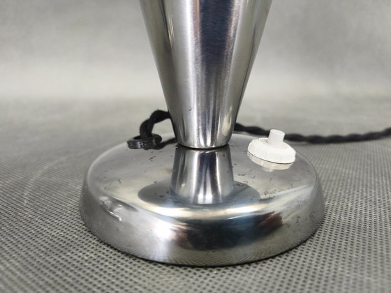 Image 1 of Pair Bauhaus Chrome Adjustable Table Lamps, 1930s Czechoslovakia