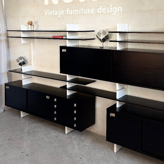 Black and white modular shelving unit with cabinets and shelves, Ejsing Møbel, Wood, Vintage (photo 6 of 10)