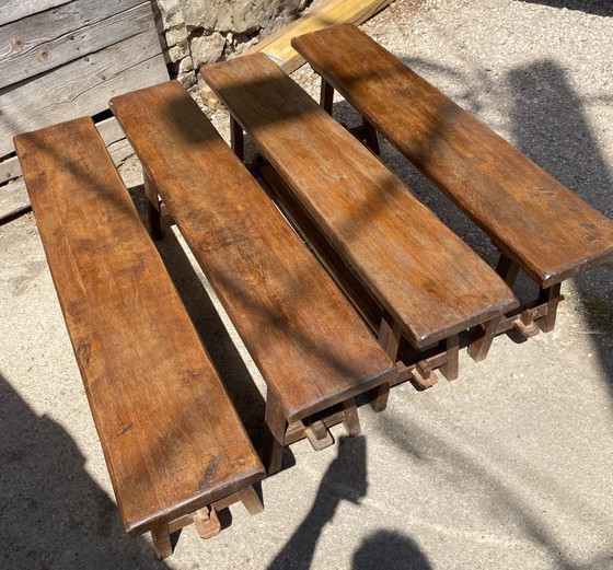 Image 1 of Panca da fattoria in rovere massello, 140 cm, per un tavolo rustico da fattoria anni '50
