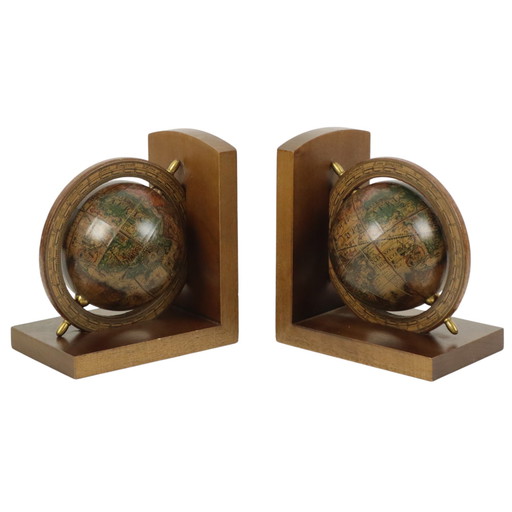 Italian Wooden Globe Bookends