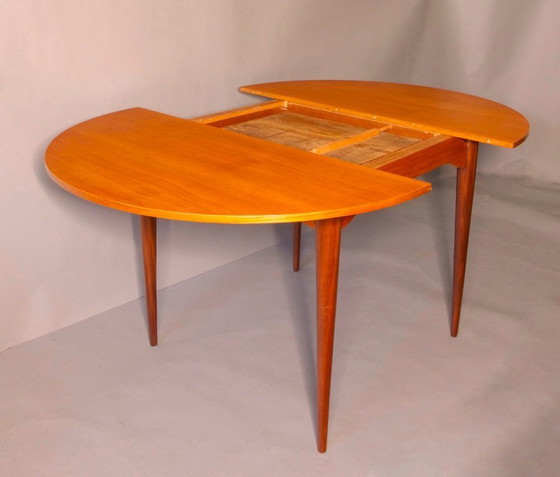 Image 1 of Italian Circular Teak Extendable Dining Table, 1960s