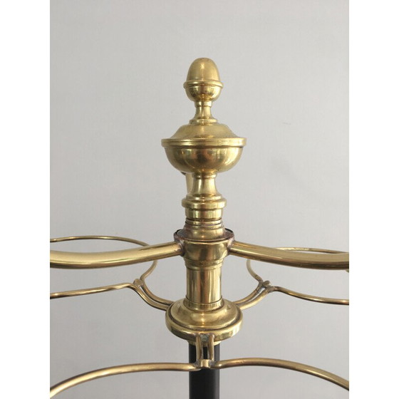 Image 1 of Vintage brass and black lacquered metal coat and hat rack, 1900