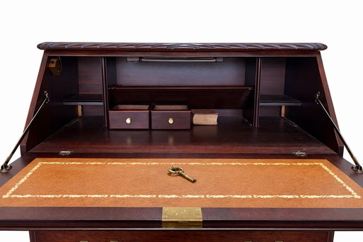 Scrivania in mogano di metà secolo con chiave