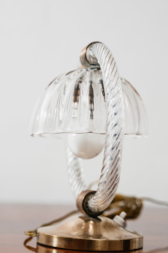 Image 1 of Barovier & Toso Pair of Murano Glass and Brass Lampshades, 1950s Vintage