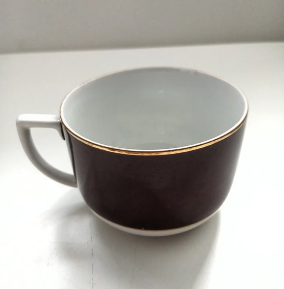 Ringers' Coffee/Cocoa Cup and Saucer - Bavaria Crockery 1950-1970, Gold, Porcelain, Brown (photo 5 of 7)