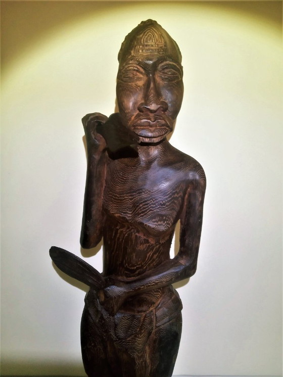 Image 1 of Statues africaines de grands et petits chasseurs/guerriers