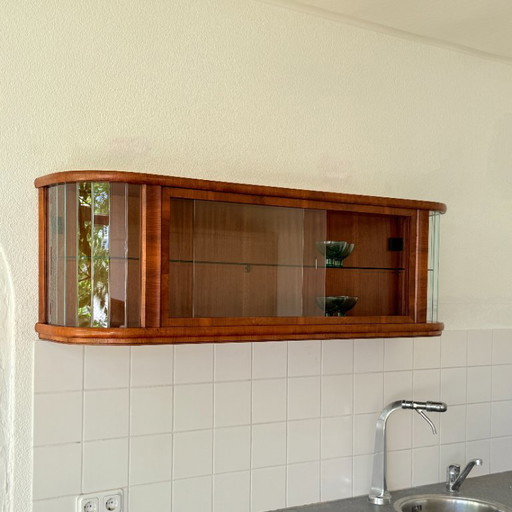 Vitrine murale polonaise Mid-Century de style Art Déco