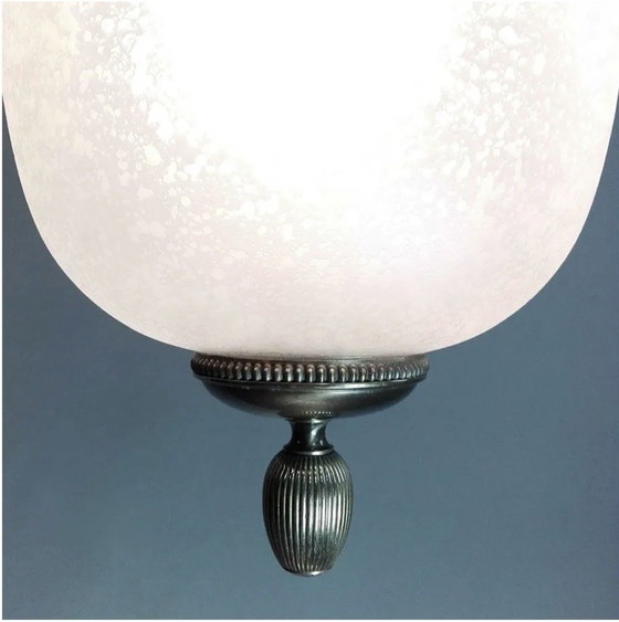 Vintage Italian Brass Pendant Lamp with Frosted Glass – 1960s/1970s (photo 3 of 10)