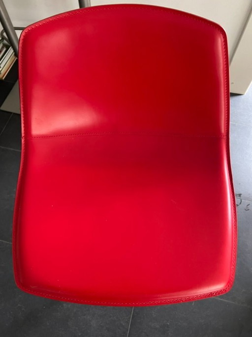 3 sgabelli da bar Lapalma Miunn S104 in pelle rossa Miunn