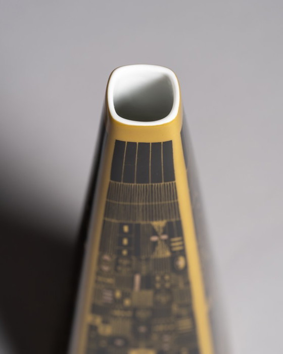 Image 1 of Rare Rosenthal Studio-Line Mustard Graphic Design by Theo Baumann Vase Trio MCM