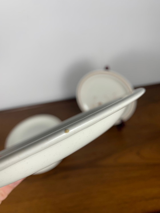 Image 1 of Vintage Churchill Engeland Dessert Borden Set - Eend Patroon & Rood/Bruin Bord, 1980/90