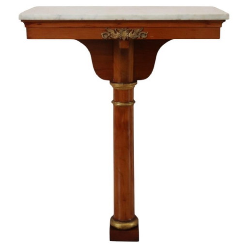 Consola de madera de cerezo con tablero de mármol, principios del siglo XIX.