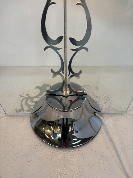 Image 1 of Vintage bijzondere designlamp, Chrome, glas en metaal 