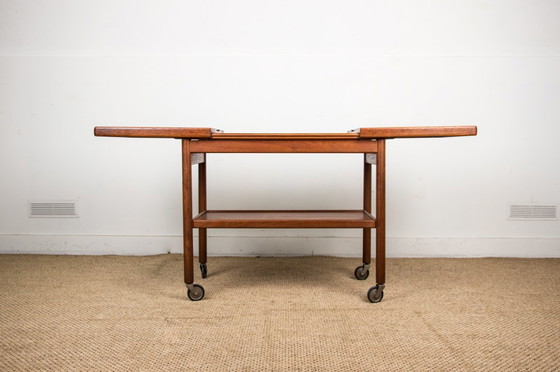 Image 1 of Teak 1960 rolling table, sideboard, extendable Dane and two levels by Kurt Ostervig for Jason Mobler 1960.