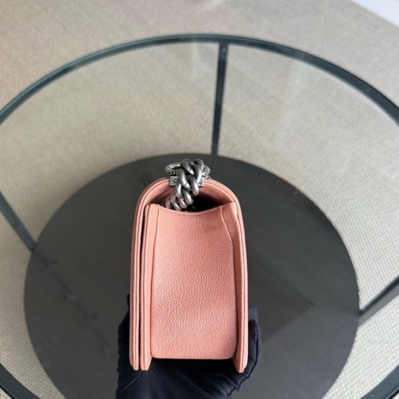 Image 1 of Chanel Boy Medium - Caviar 25CM Quilted Nude Blush Caramel Ruthenium Silver Hardware Series 26