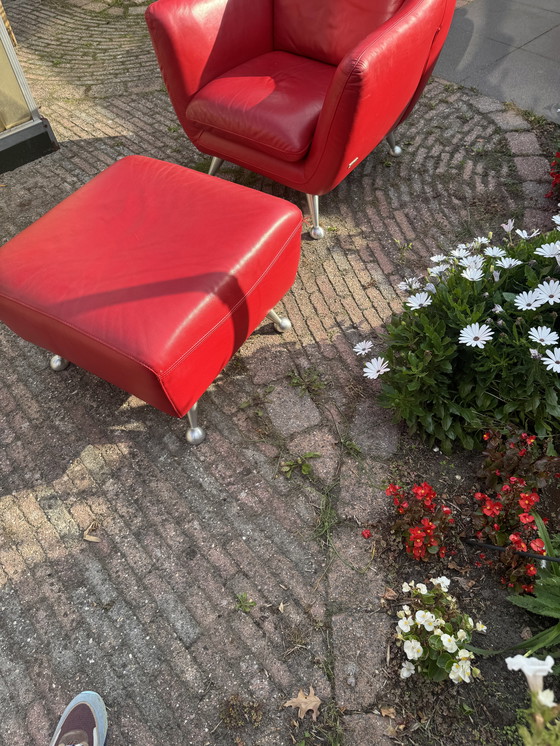 Image 1 of Nicoletti fauteuil met hocker in Italiaans design