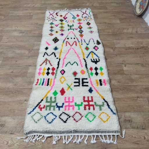Farbenfroher marokkanischer Berber-Läufer | 240 × 90 cm