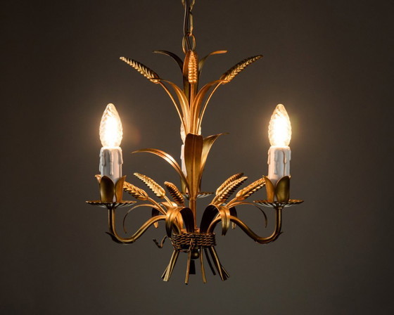 Image 1 of Lustre original Hans Kögl style épi de blé – Suspension style Hollywood Regency, années 1970