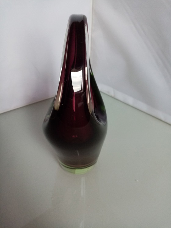 Image 1 of Vase Déco en Verre en Forme de Panier 70s (18cm)