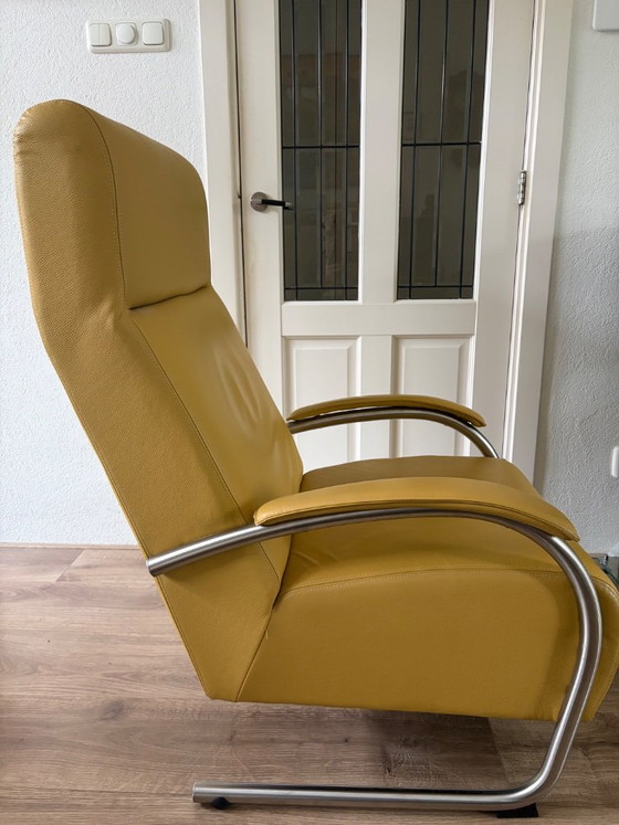 2 Sessel Focus Hoog, Leder, Rostfreier Stahl, Gelb (Foto 2 von 5)