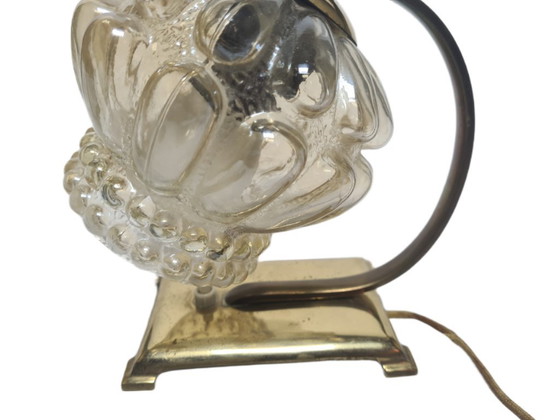 Art Deco Bedside Lamp, Belgium, 1950s – Table lamps, Glass, Brass (photo 5 of 13)