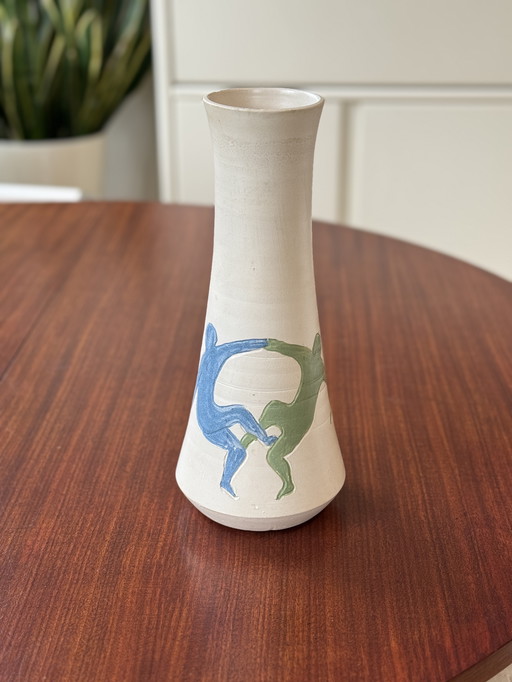 Corry Ammerlaan vase with dancing figures – handmade ceramics
