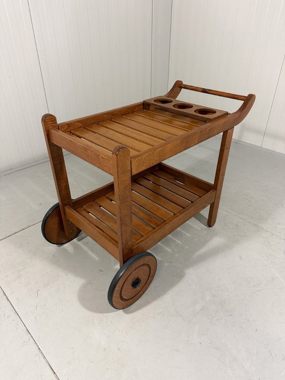 Image 1 of Chariot de jardin classique en bois Herlag, chariot de service des années 1980