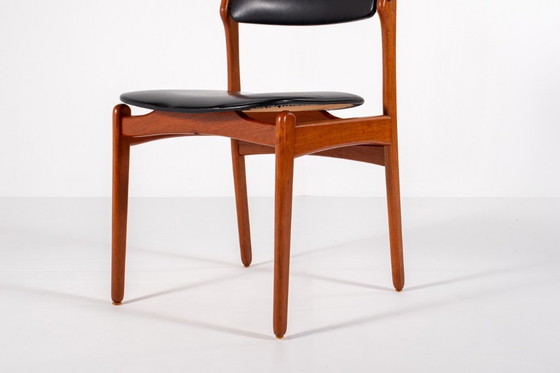 Image 1 of Set of 4 Mid-Century Danish Teak Dining Chairs with Black Skai Seats, 1960s