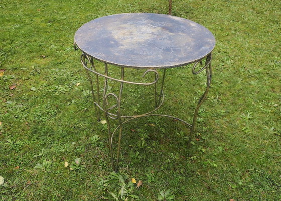 Image 1 of Mid Century Painted Iron Patio or Garden Table, 1960s