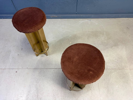 Sgabelli da bar vintage italiani in ottone, anni '70 – Metal, Velvet (photo 6 of 7)