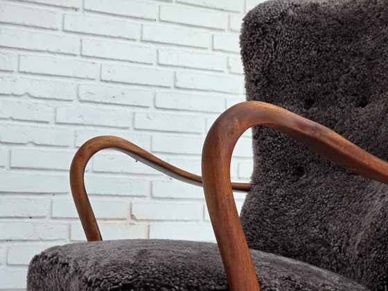 1960s, Danish armchair, reupholstered, genuine sheepskin. – Other (photo 5 of 22)