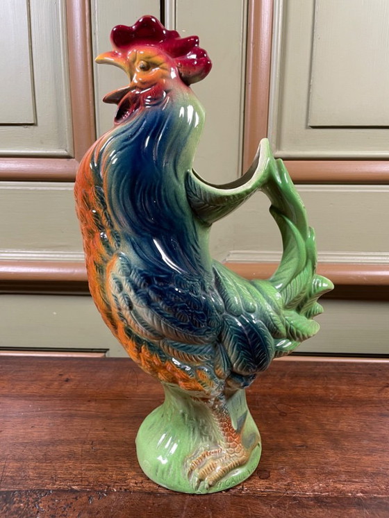Image 1 of Saint-Clément rooster carafe/pitcher – French earthenware – 30 cm – Vibrant colours!